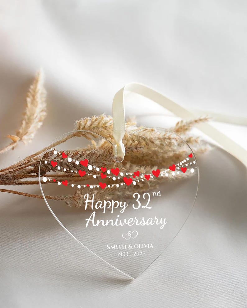 Wedding Anniversary Ornament, Personalized Wedding Acrylic Ornament