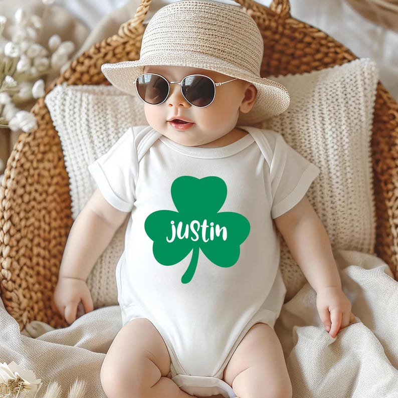 Personalized St. Patrick's Day Bodysuit, Custom Shamrock Kids Pullover