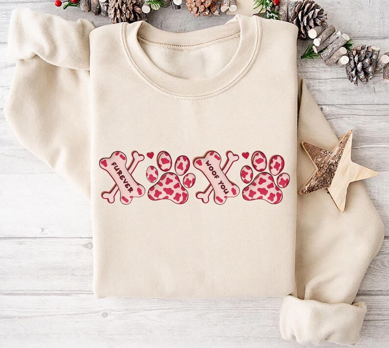 XOXO Paw Sweatshirt, Dog Valentine Day Sweatshirt