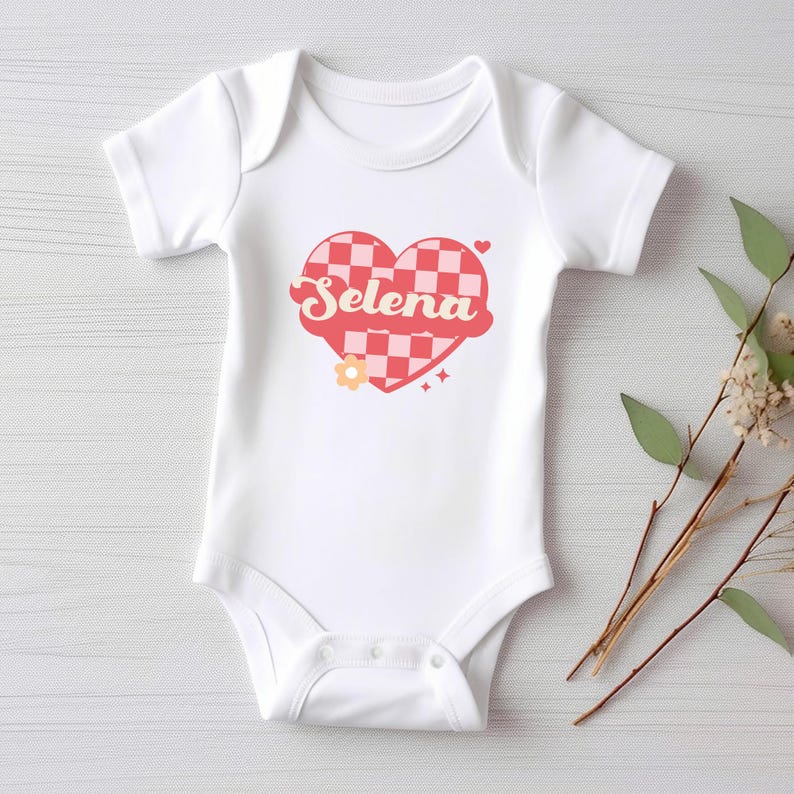 Custom Love Heart Baby Bodysuit, Adorable Kids Valentine's Outfit Gift