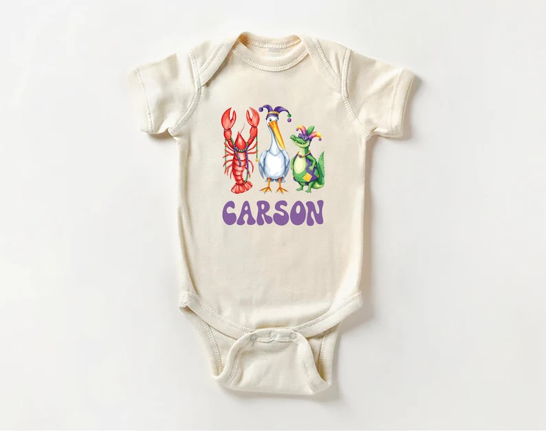 Personalized Mardi Gras Baby Shirt, Adorable Mardi Gras Parade Outfit for Boys and Girls