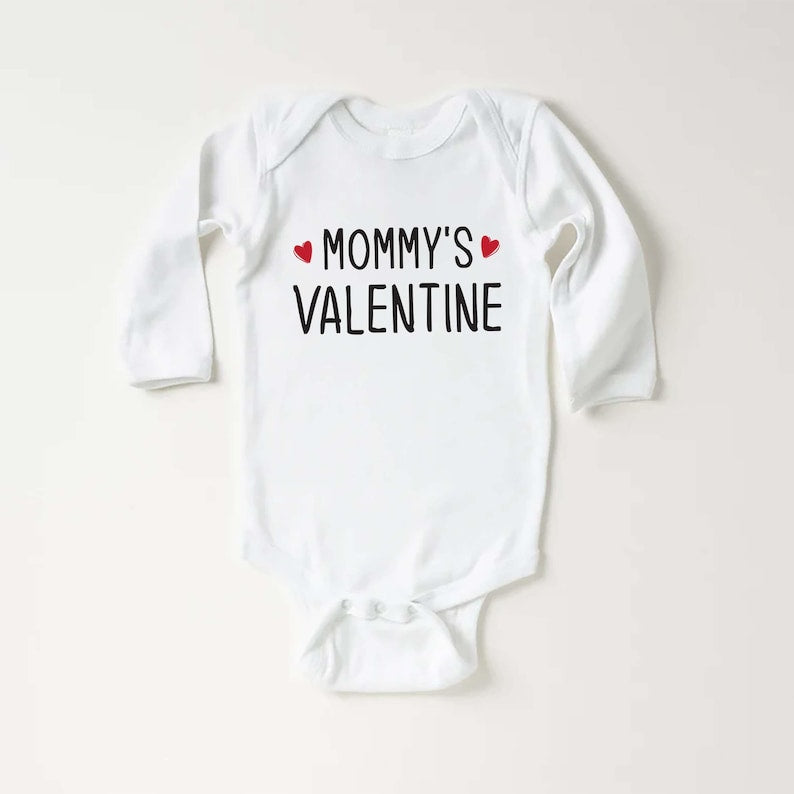 Mommy's Valentine Baby Sweatshirt, Adorable Valentine's Outfit for Boys and Girls