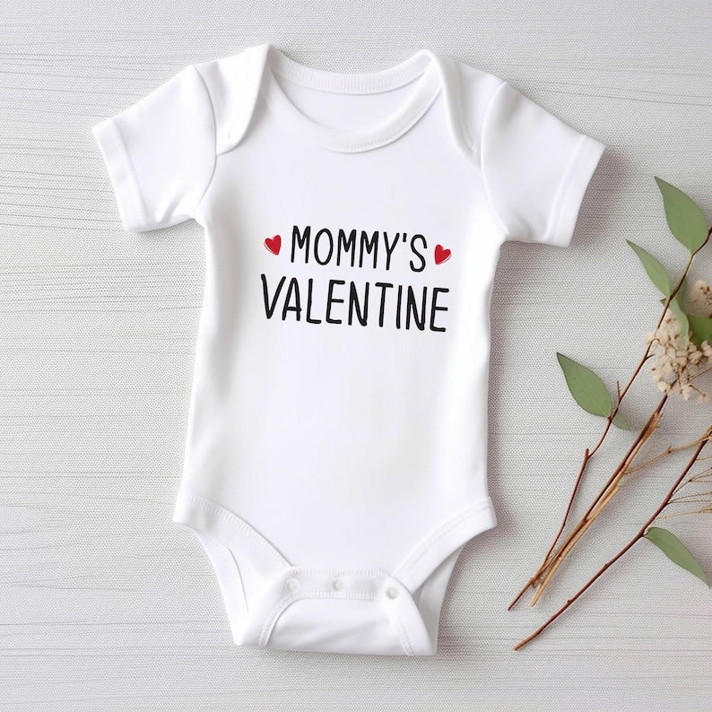 Mommy's Valentine Baby Bodysuit, Adorable Valentine's Outfit for Boys and Girls