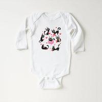 Black Cat Valentine's Day Baby Bodysuit, Adorable Valentine's Day Gift