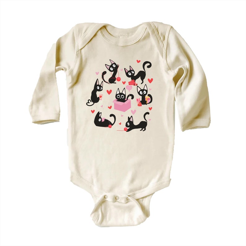 Black Cat Valentine's Day Baby Bodysuit, Adorable Valentine's Day Gift