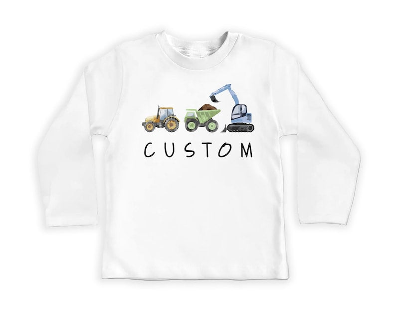 Personalized Construction Baby Sweatshirt, Custom Dump Truck Boys Outfit