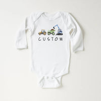 Personalized Construction Baby Sweatshirt, Custom Dump Truck Boys Outfit