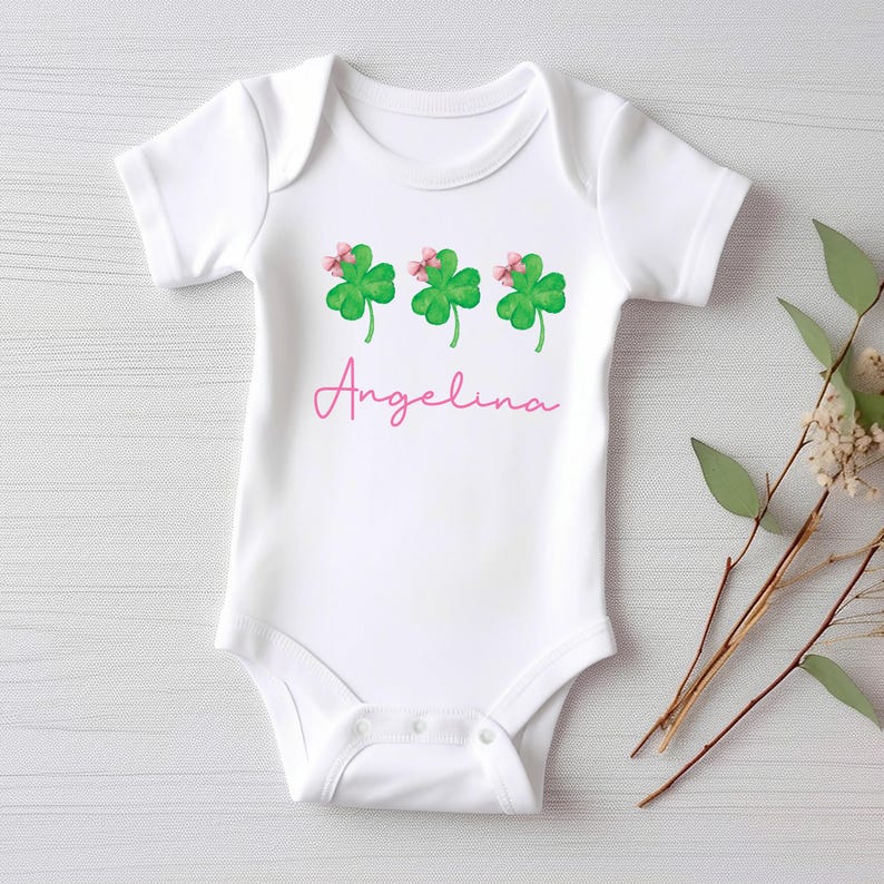 Girls St. Patrick's Day Baby Shirt, Custom Name Outfit for Kids