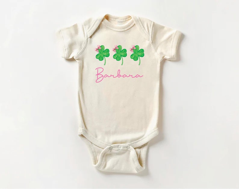 Girls St. Patrick's Day Baby Bodysuit, Custom Name Outfit for Kids