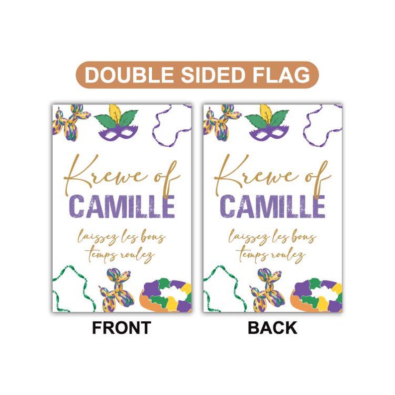 Mardi Gras Garden Flag, 12x18 Inch Double-Sided Yard Decor, Custom Last Name Flag, New Orleans Parade Season, Fat Tuesday Garden Sign