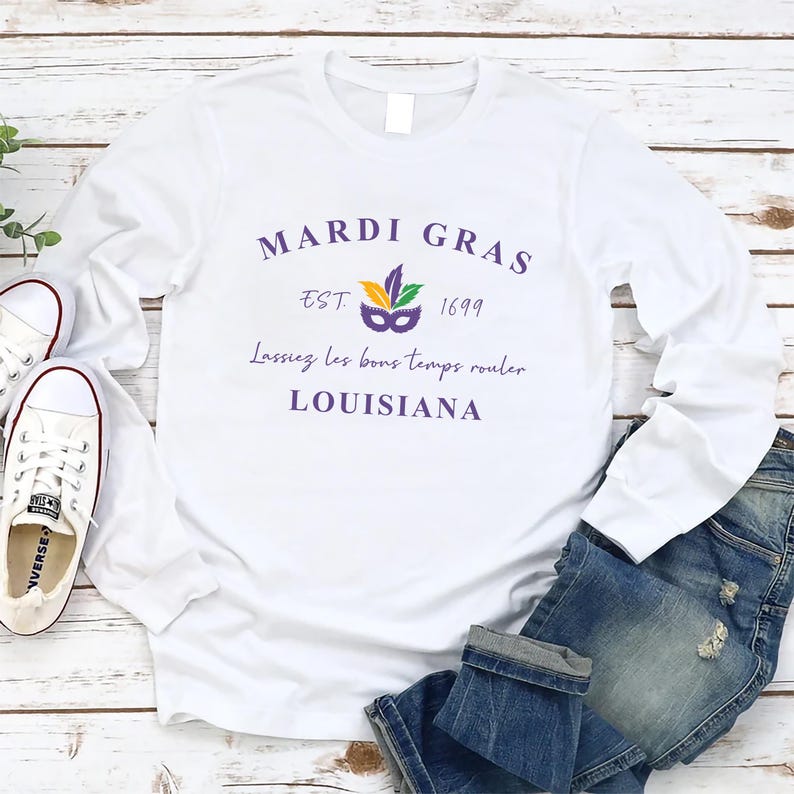 Mardi Gras Long Sleeve Shirt, Mardi Gras Party Gift