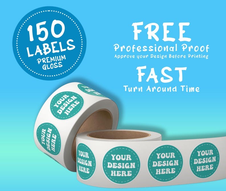 150 Labels on Roll, Premium Gloss Waterproof Labels