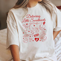 Labor and Delivery Nurse Short Sleeve T-Shirt, Valentine Day L & D Nurse Shirt