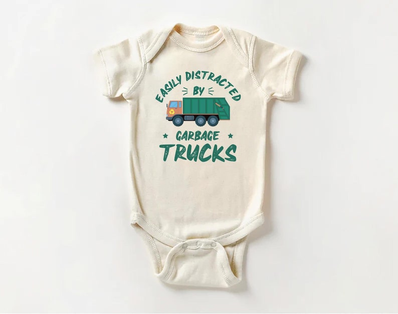 Garbage Truck Baby Bodysuit, Funny Truck Driver Birthday Gift for Boys and Girls