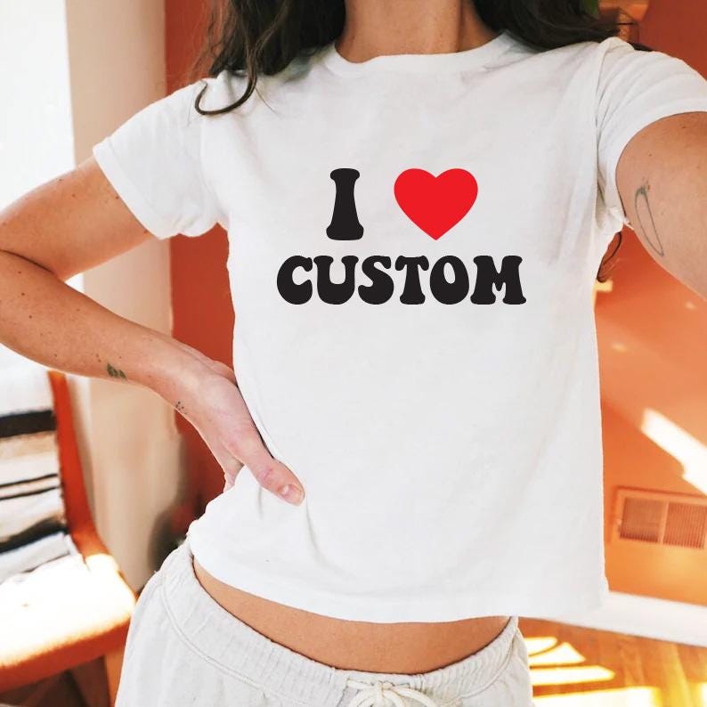 I Love Custom Crop Top for Girlfriend, Crop Top For Valentine's Day