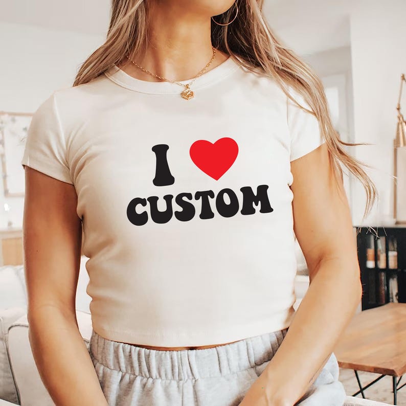 I Love Custom Crop Top for Girlfriend, Crop Top For Valentine's Day