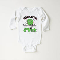 Too Cute to Pinch Baby Shirt, St. Patrick's Day Baby Outfit