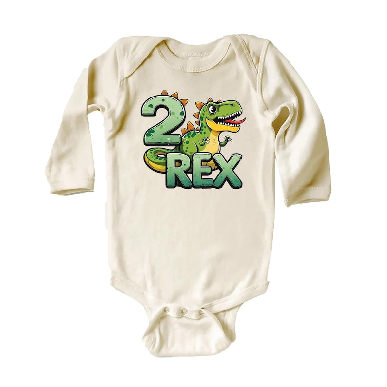 Two Rex Birthday Baby Shirt, Cute 2nd Birthday Kids Dino Party Outfit