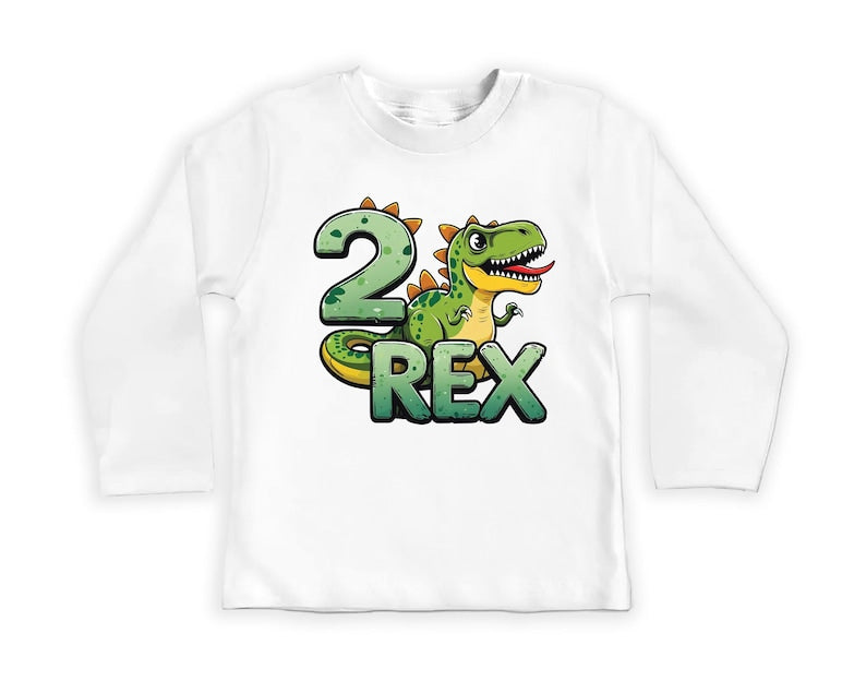 Two Rex Birthday Baby Shirt, Cute 2nd Birthday Kids Dino Party Outfit