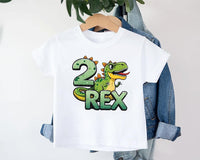 Two Rex Birthday Baby Shirt, Cute 2nd Birthday Kids Dino Party Outfit