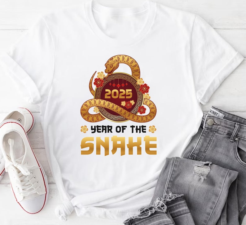 Year of the Snake Short Sleeve T-Shirt, Chinese New Year 2025 Shirt