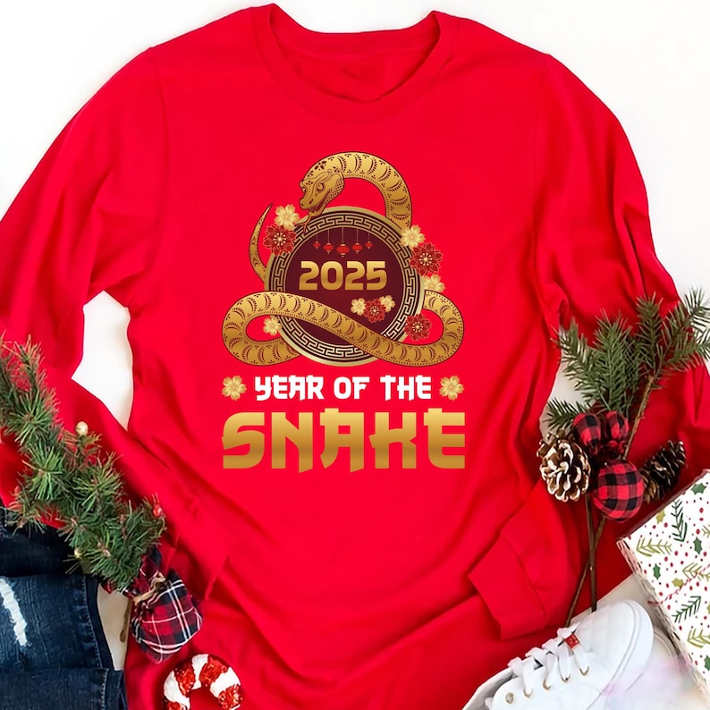 Year of the Snake Long Sleeve Shirt, Chinese New Year 2025 Long Sleeve Shirt