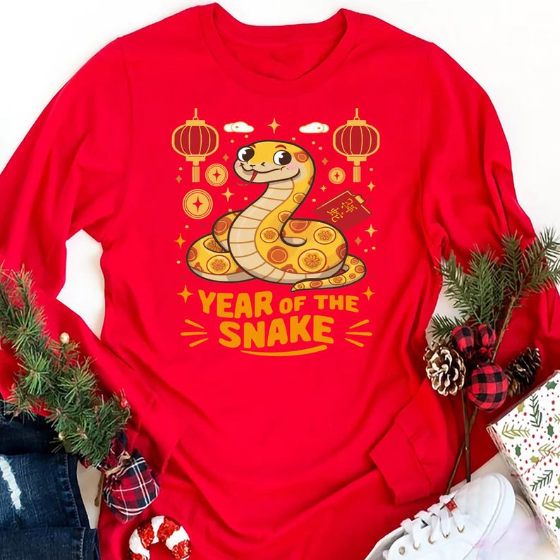 Year of the Snake Long Sleeve Shirt, Chinese New Year 2025 Shirt