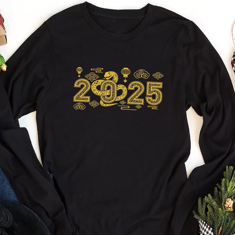 Vintage Year of the Snake Long Sleeve Shirt, Chinese New Year 2025 Long Sleeve Shirt