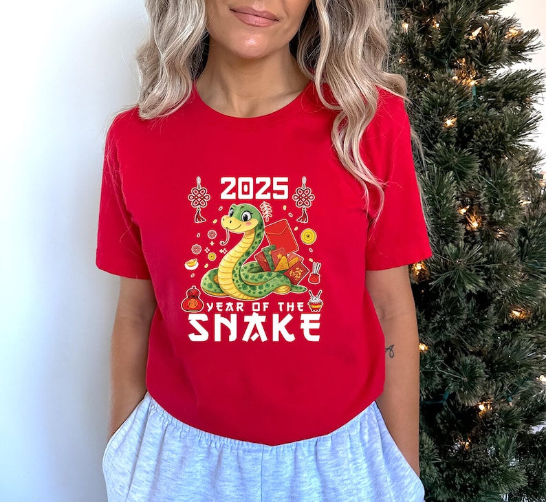 Year of the Snake Short Sleeve T-Shirt, Chinese New Year 2025 Shirt