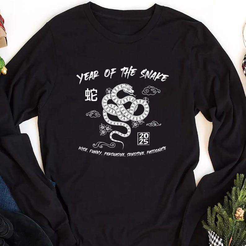 Year of the Snake Long Sleeve Shirt, Chinese New Year 2025 Long Sleeve Shirt