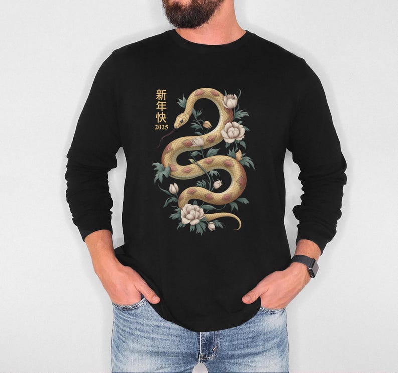 Year of the Snake Long Sleeve Shirt, Chinese New Year 2025 Long Sleeve Shirt