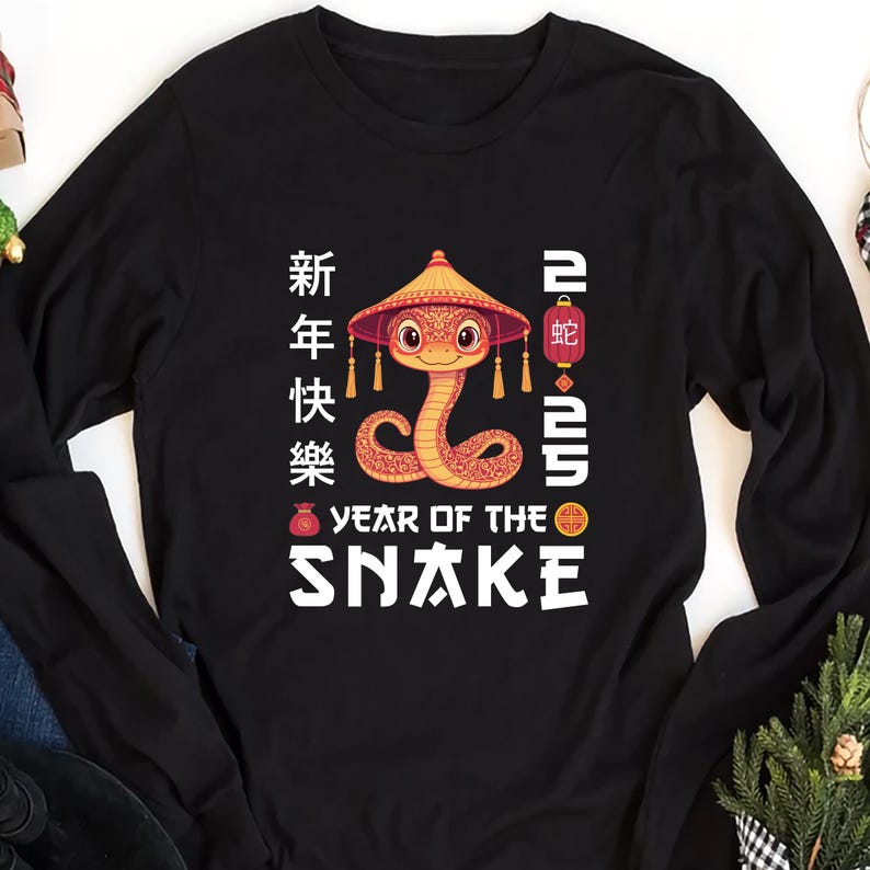 Year of the Snake Long Sleeve Shirt, Chinese New Year 2025 Long Sleeve Shirt