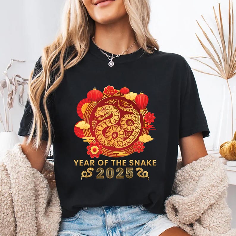 Year of the Snake Short Sleeve T-Shirt, Chinese New Year 2025 Shirt