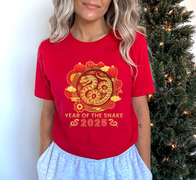 Year of the Snake Short Sleeve T-Shirt, Chinese New Year 2025 Shirt