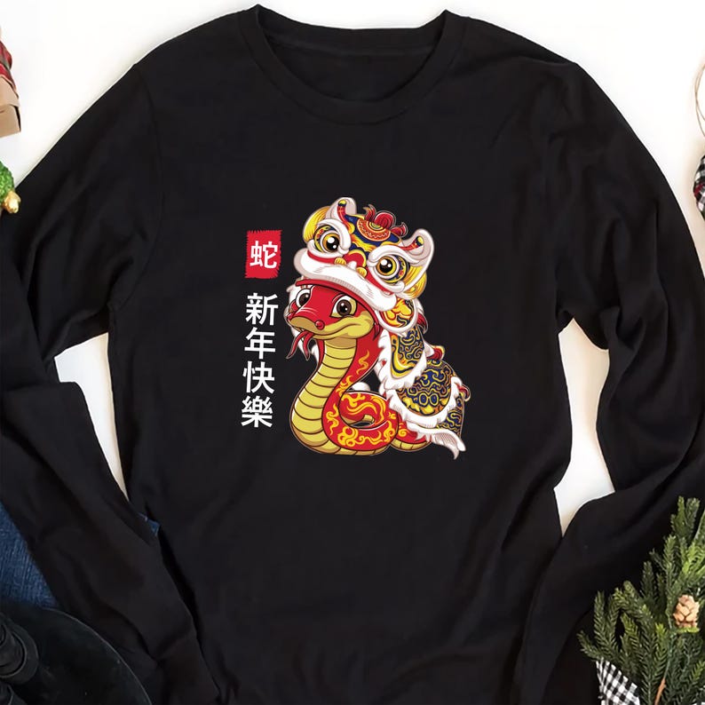 Year of the Snake Long Sleeve Shirt, Chinese New Year 2025 Long Sleeve Shirt