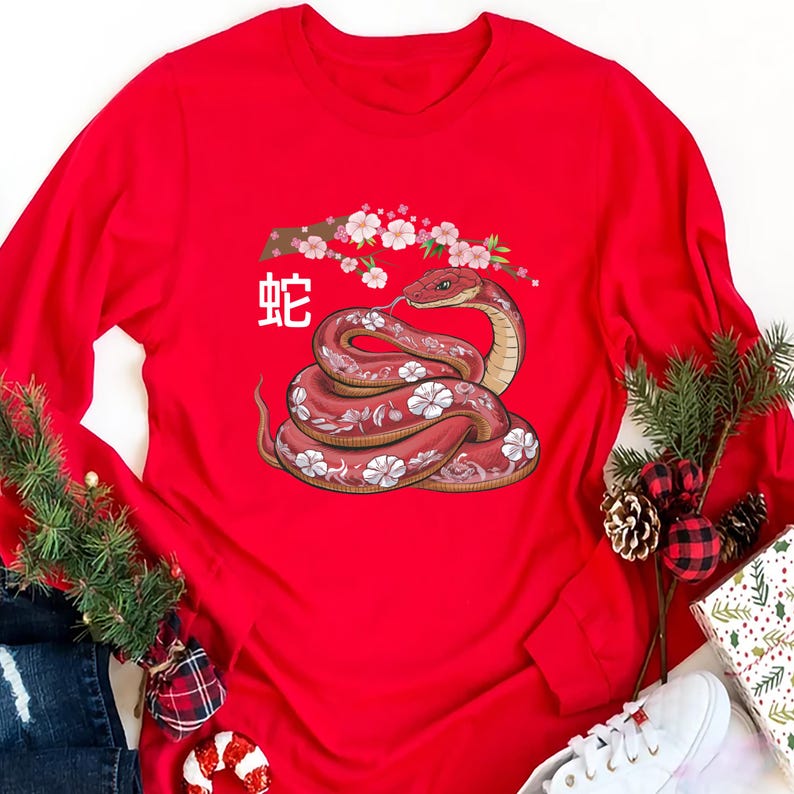 Year of the Snake Long Sleeve Shirt, Chinese New Year 2025 Long Sleeve Shirt