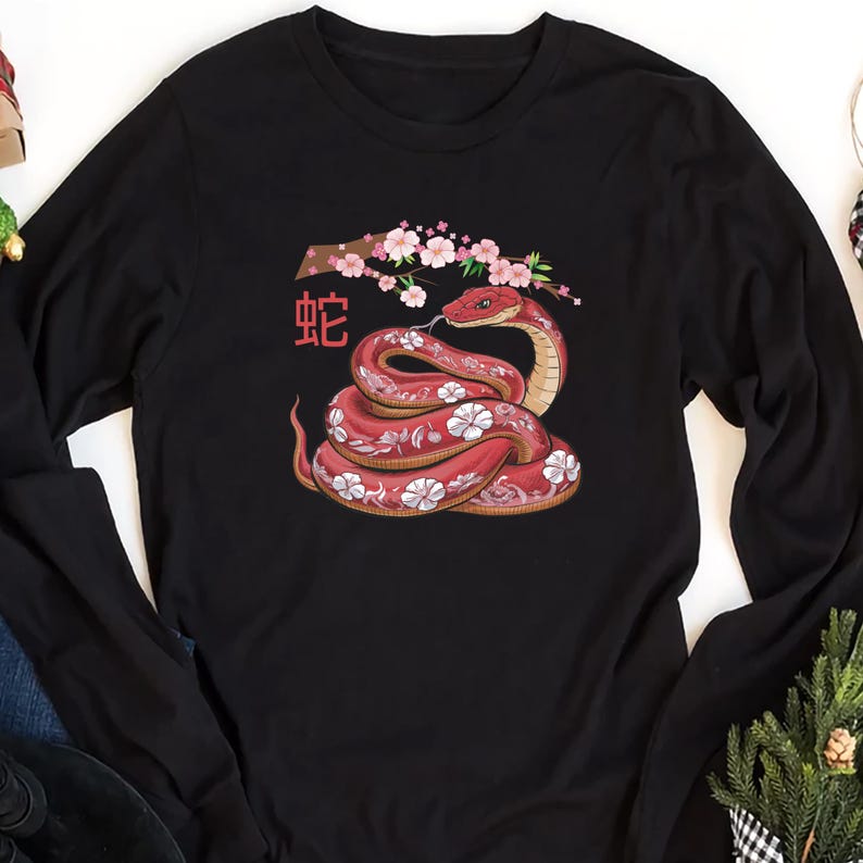 Year of the Snake Long Sleeve Shirt, Chinese New Year 2025 Long Sleeve Shirt