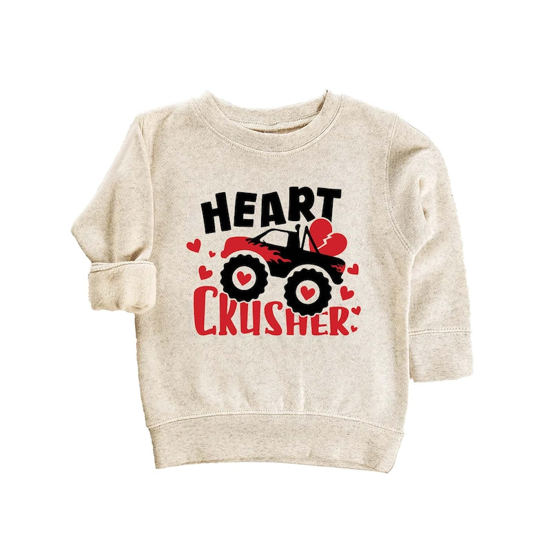 Heart Crusher Monster Truck Baby Bodysuit, Kids Valentine Outfit