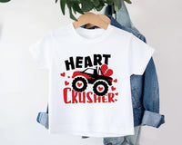 Heart Crusher Monster Truck Baby Shirt, Kids Valentine Outfit