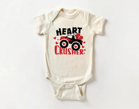 Heart Crusher Monster Truck Baby Shirt, Kids Valentine Outfit