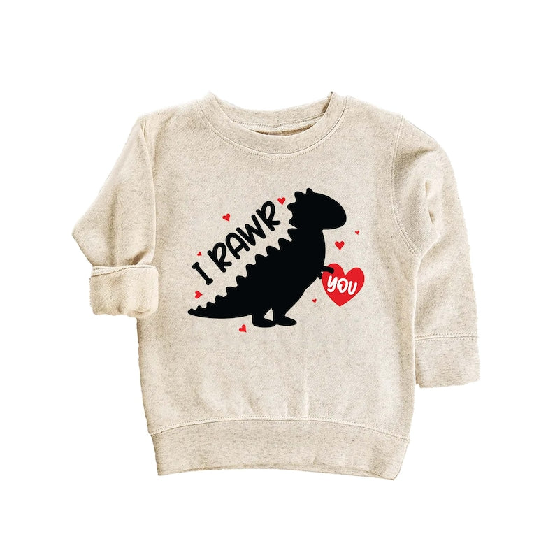 I Rawr You Dinosaur Heart Baby Shirt, Kids Dino Valentine Outfit