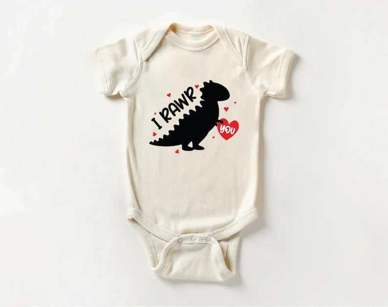 I Rawr You Dinosaur Heart Baby Sweatshirt, Kids Dino Valentine Outfit