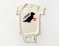 I Rawr You Dinosaur Heart Baby Shirt, Kids Dino Valentine Outfit