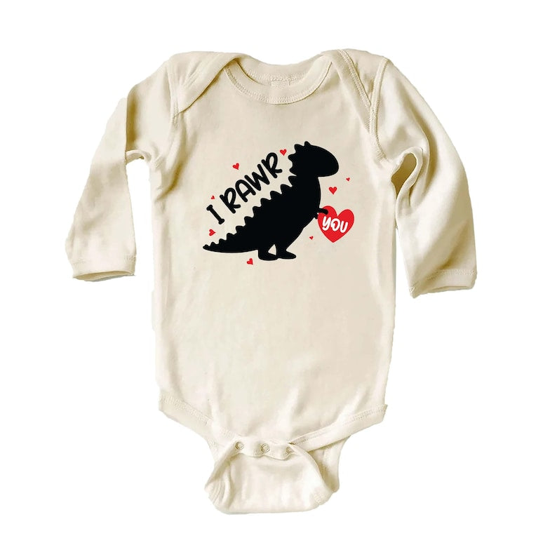 I Rawr You Dinosaur Heart Baby Sweatshirt, Kids Dino Valentine Outfit