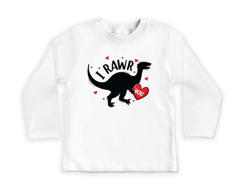 I Rawr You Dinosaur Heart Baby Shirt, Kids Dino Valentine Outfit