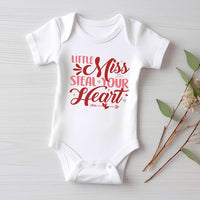 Little Miss Steal Your Heart Baby Shirt, Valentine's Day Kids Outfit