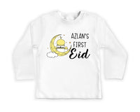 Custom My First Eid Baby Shirt, Muslim Eid Mubarak Outfit for 1st Eid