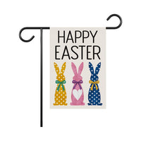 Happy Easter Polka Dot Rabbit Welcome Garden Flag, 12x18 Inch Double Sided, Love Heart Bunny Bow Easter Day Yard Decorations, Bunny Flag