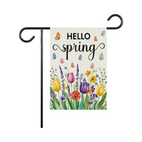 Hello Spring Tulip Lavender Welcome Garden Flag, 12x18 Inch Double Sided, Seasonal Flower Yard Holiday Decorations, Easter Hello Spring Flag