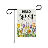 Hello Spring Tulip Lavender Welcome Garden Flag, 12x18 Inch Double Sided, Seasonal Flower Yard Holiday Decorations, Easter Hello Spring Flag